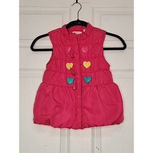 Kido Headquarters Girls Toddler 6X Sleeveless Winter Jacket Pink With Hearts